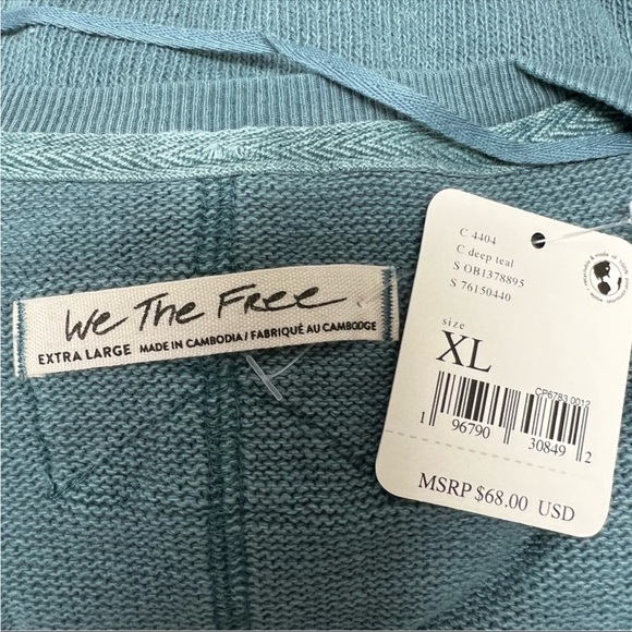 Free People Anyway Long Sleeve Tee In Deep Teal. NWT! Sz XL - Picture 10 of 14